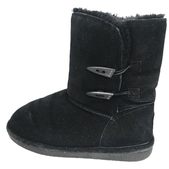 Bearpaw Black Ankle Boots Women 9 Suede Wool Blend 682W Abigail Pull On Winter - Picture 4 of 11